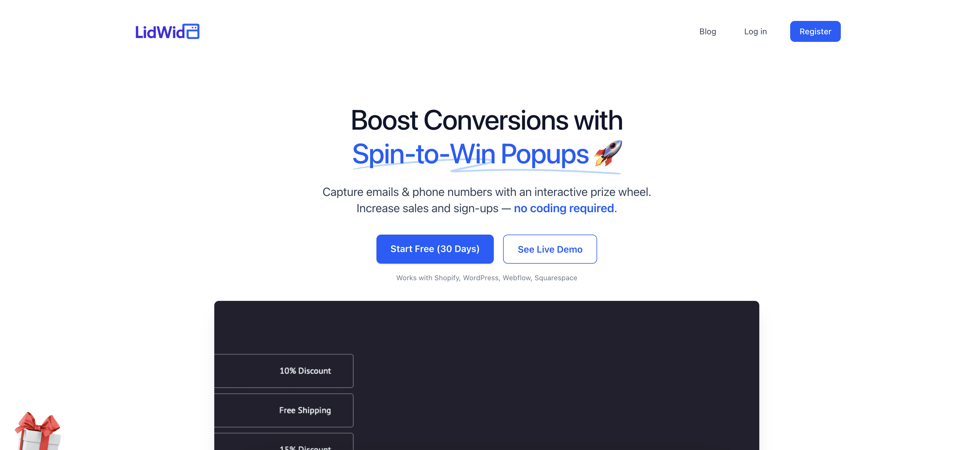 Conversion boost widget