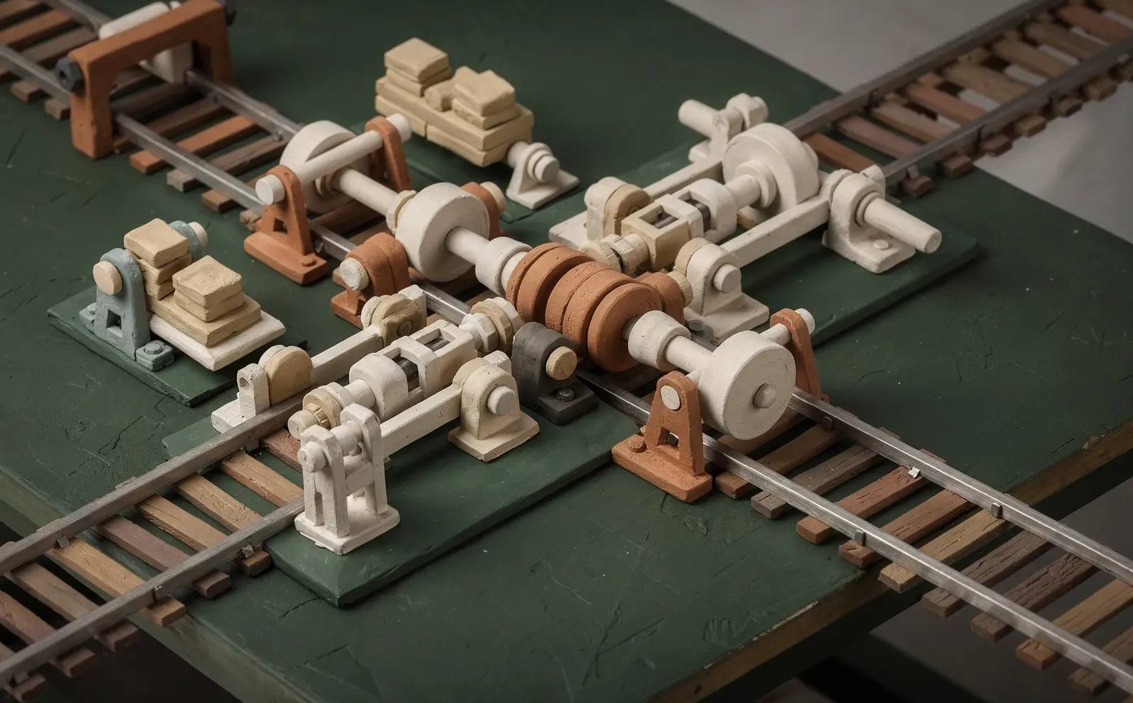 Tactile clay mechanism carrying work through one coordinated automated process
